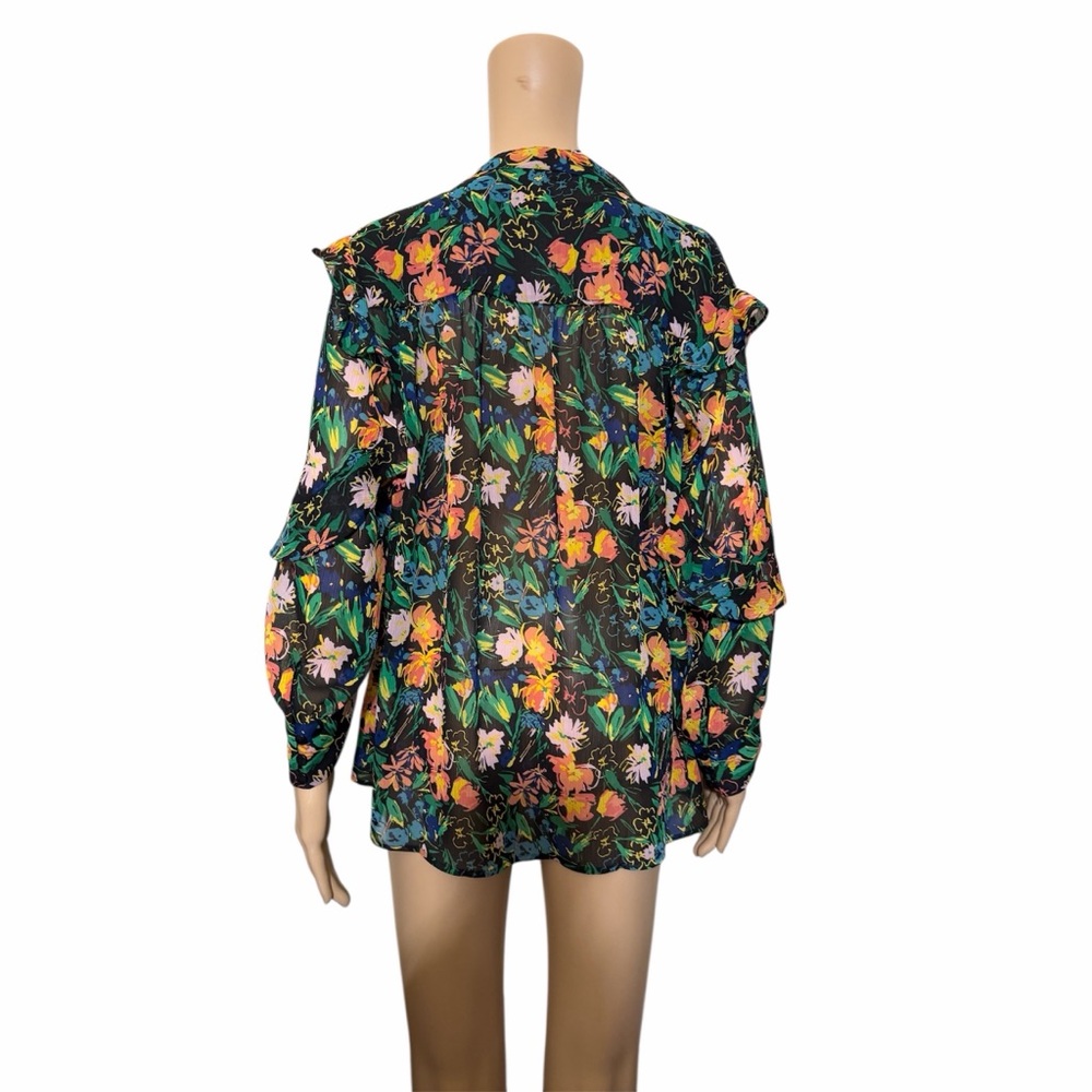 Ted Baker Black and Green Patterned floral Top size 5 - Picture 4 of 5